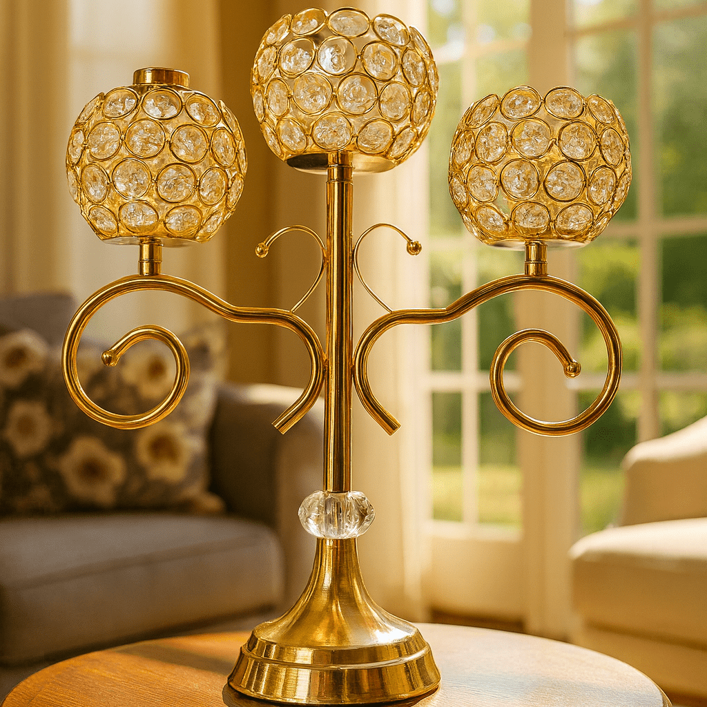 Crystal 3-Head Candle Holder